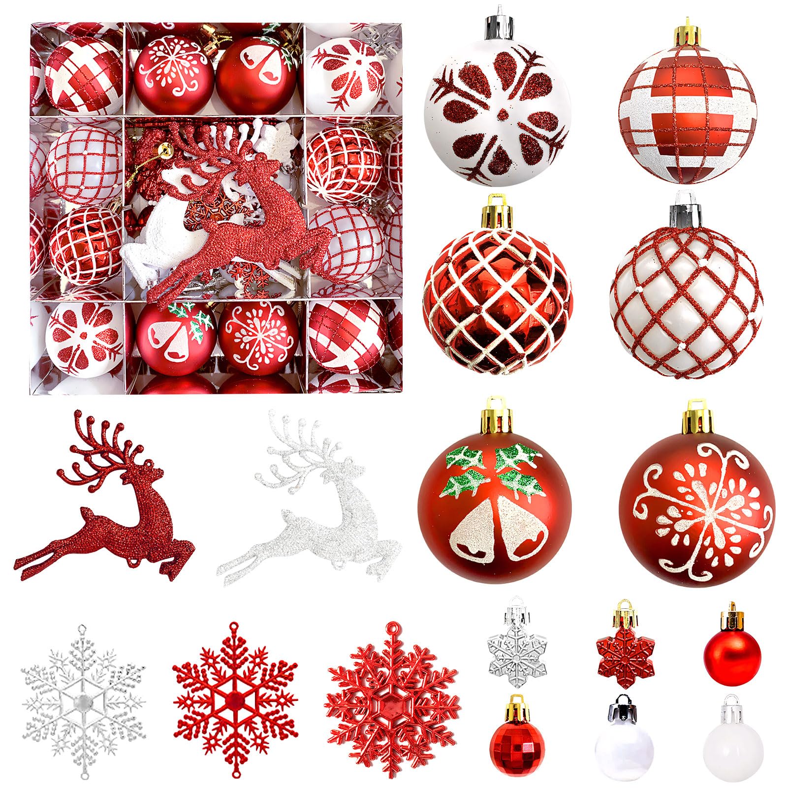 12 Palline Di Natale In Vetro Da 3 Cm Con Motivo Fiocchi Di Neve Glitterati - Colore Oro, Opache E Lucide Miste - Mini Decorazioni Per Albero, In Scatola Regalo