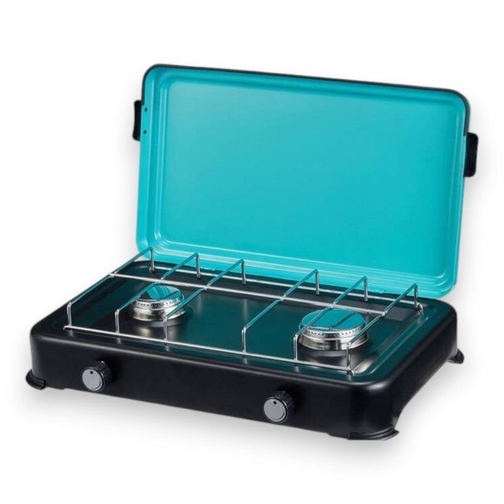 Fornello da tavola 2200w con accensione piezo e poggiapentola per campeggio Fornello da tavola 2200w con accensione piezo e poggiapentola per campeggio