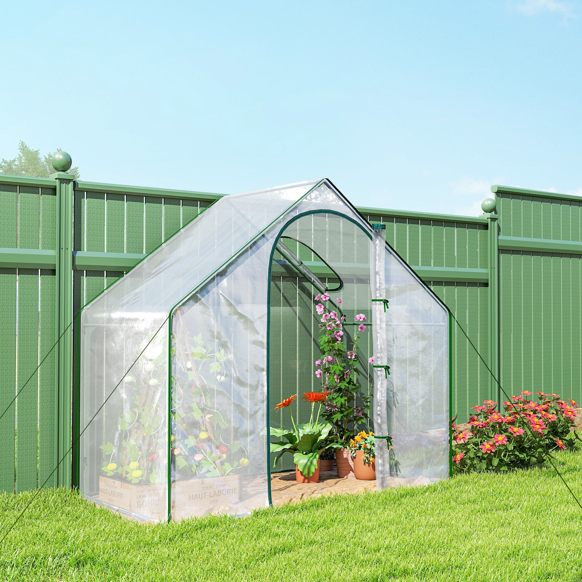 Serre de jardin - Outsunny - PVC serre balcon bâche renforcée porte zippée légumes - acier - 180x100x168cm - transparent vert - 9