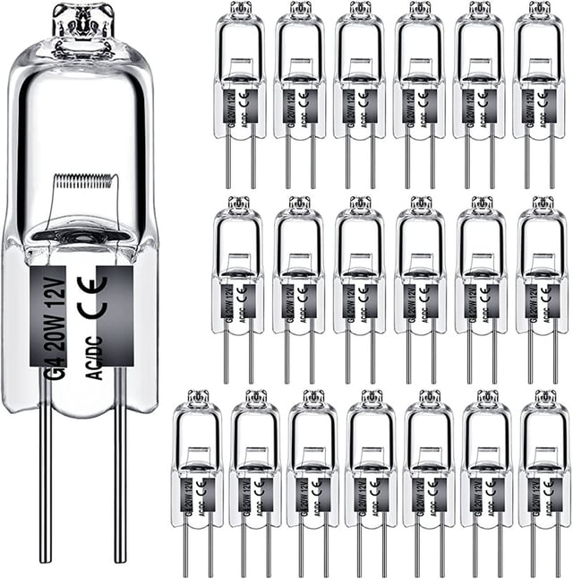 Ampoules halogènes G4 20W 12V Type 2 broches de remplacement de la base pour le paysage sous le meuble Puck Light Track Lighting Dimmable (10Pack)