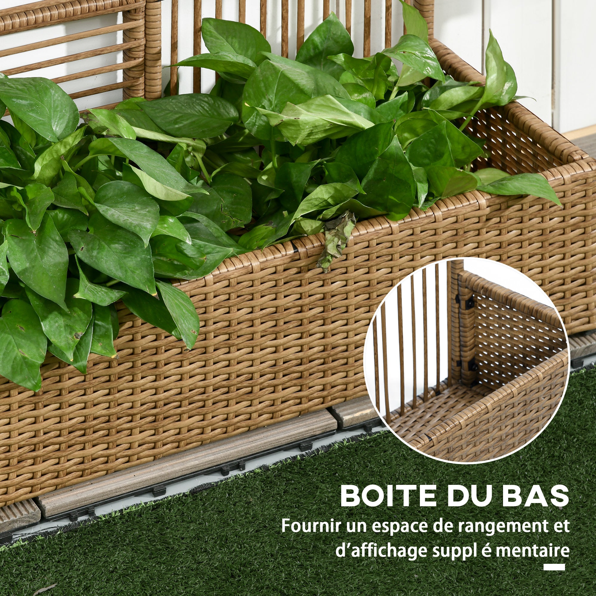 Jardinière avec treillis haut dim. 103L x 29l x 103H cm résine - 5