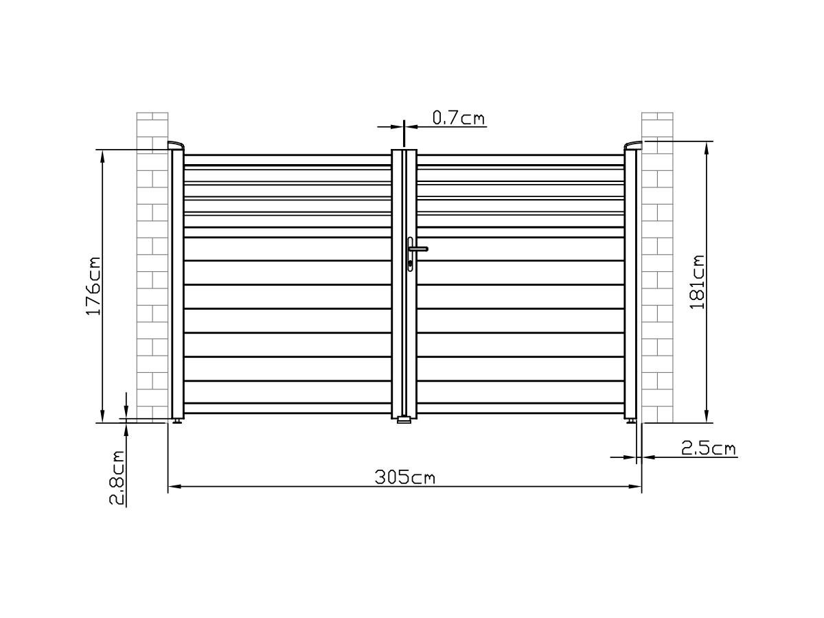 Portail battant aluminium persienné L305 x H180 cm anthracite - VIAZO - 6