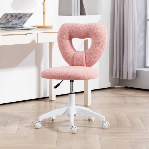 Vinsetto Sedia da Ufficio con Rotelle Girevole Ergonomica, Altezza Regolabile, Senza Braccioli, in Tessuto Effetto Velluto, Rosa | Aosom