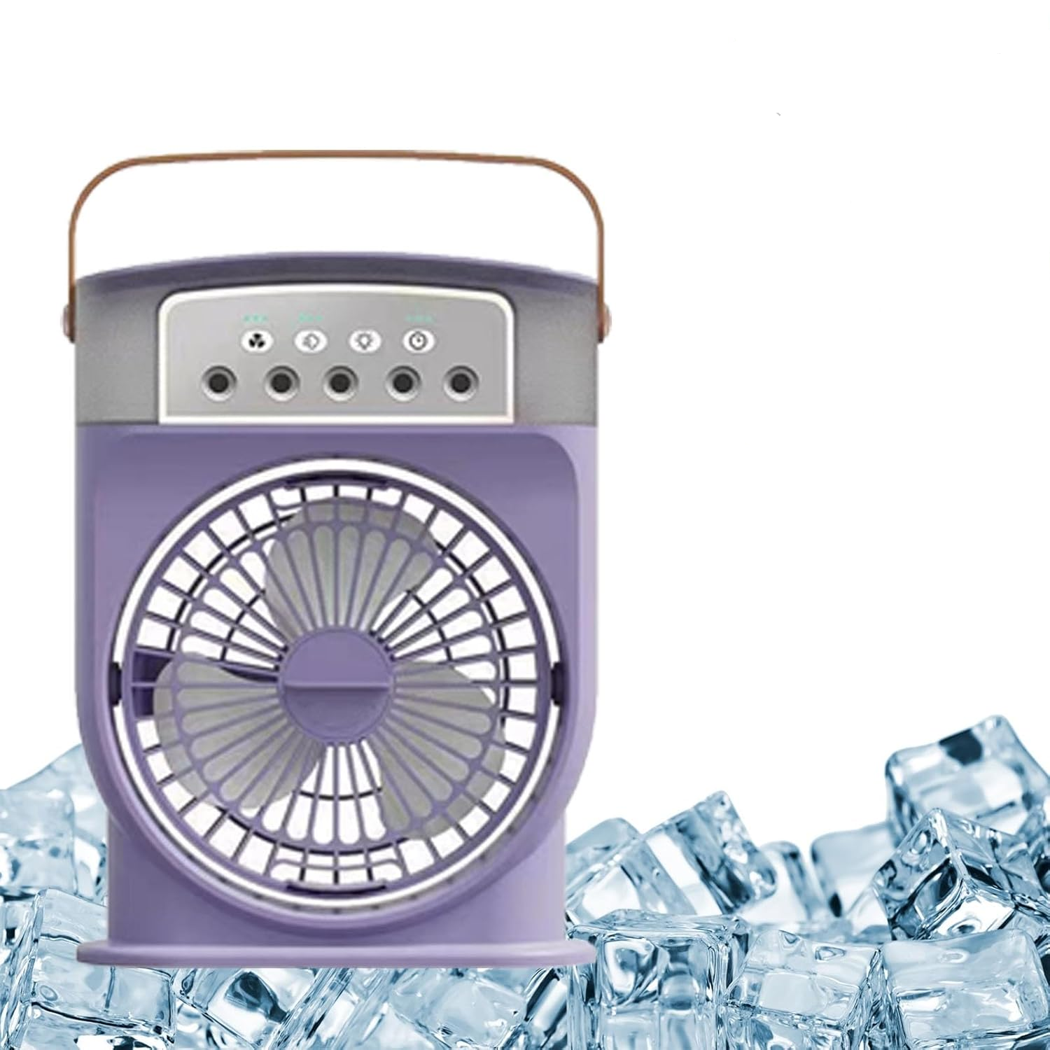 Przenośny wentylator chłodzący powietrze, wentylator parowy z 3 wentylatorami, mini wentylator biurkowy z funkcją mgiełki i lampką nocną, fioletowy