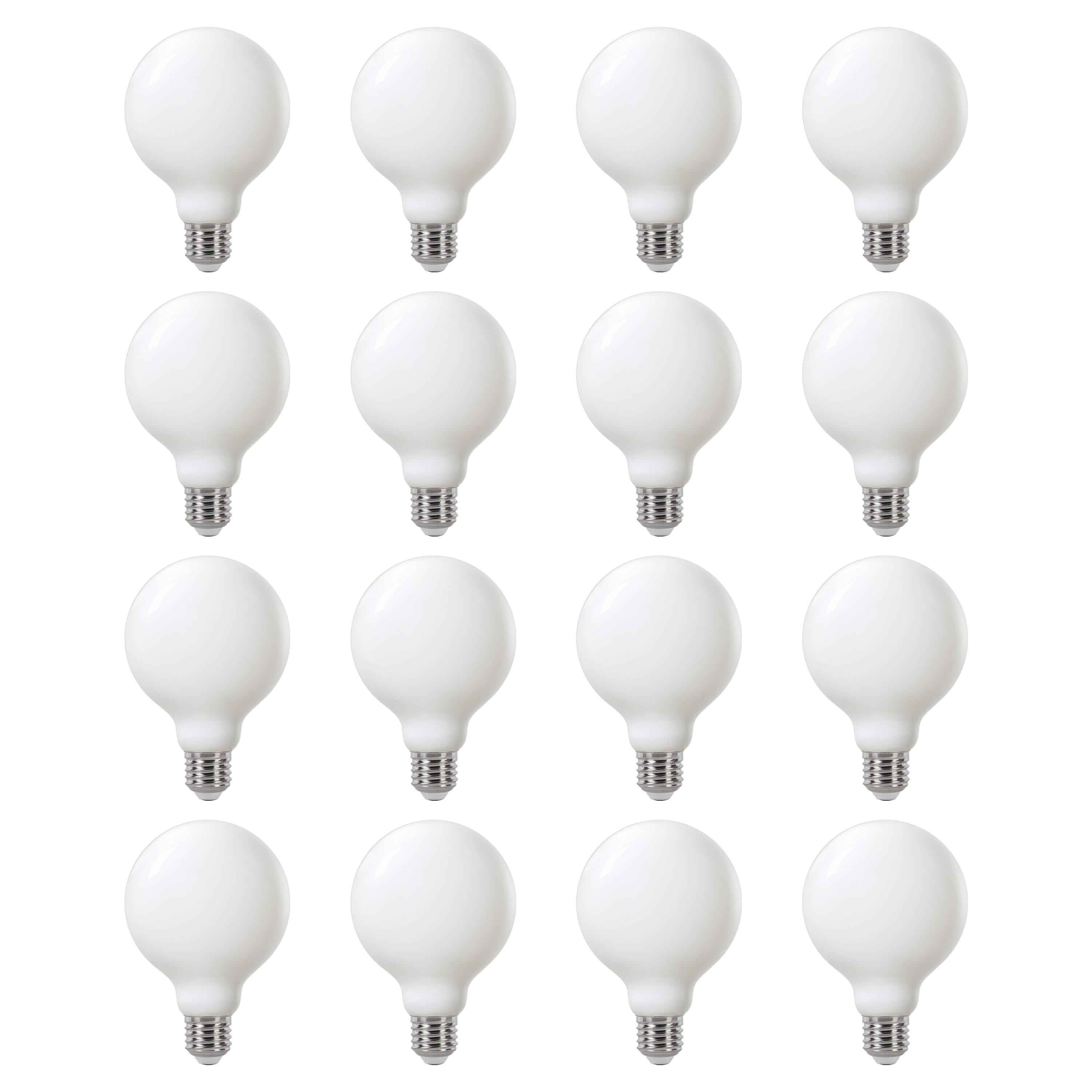 LEXMAN - Opakowanie 16 żarówek LED nieprzezroczystych - E27 - 1055LM - 4,9 W, co odpowiada 75 W - Ø 95 mm - 2700K - Ciepła biel