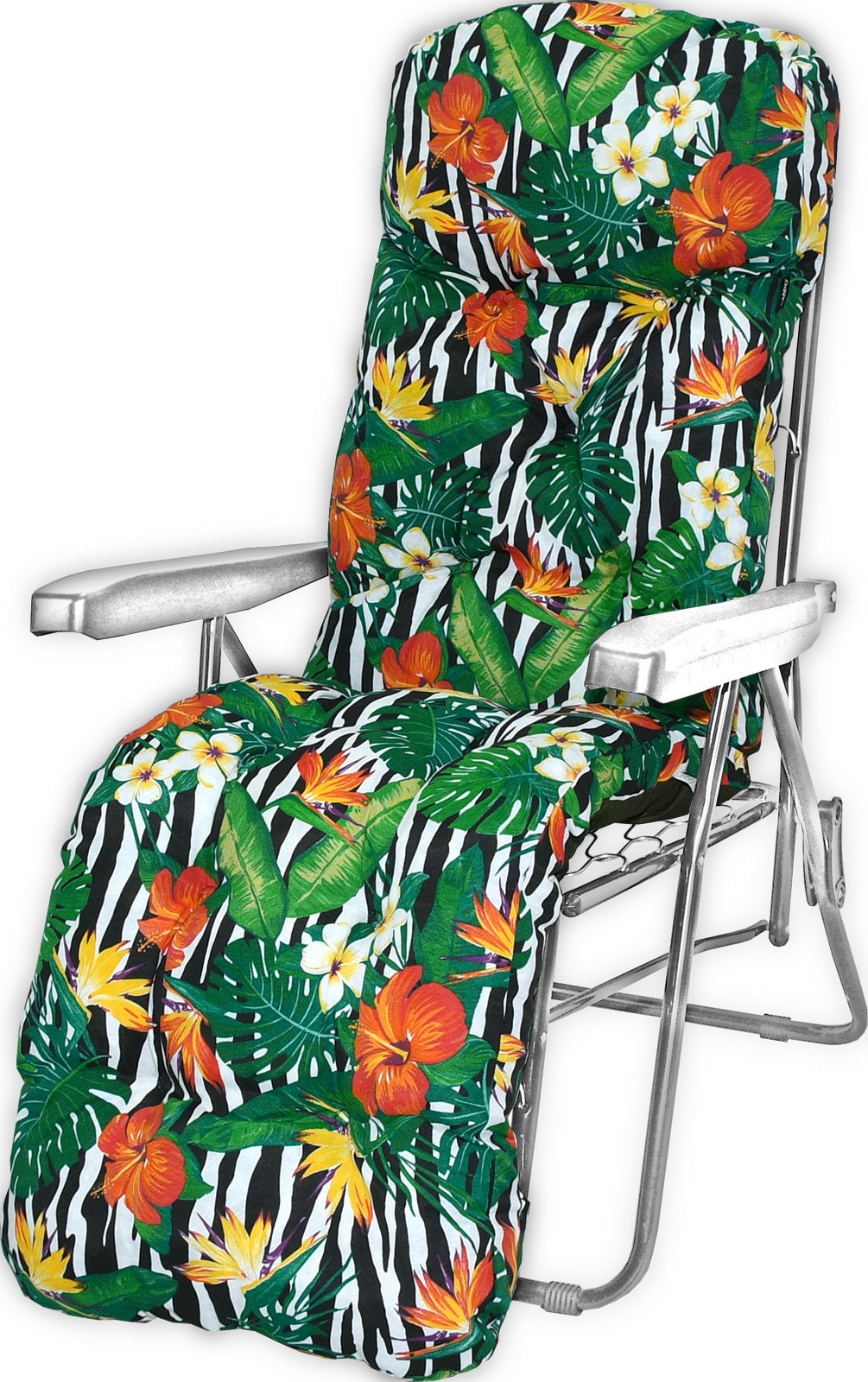 Poduszka ogrodowa na leżak z podnóżkiem AMPO zielony czarny biały 1 szt.