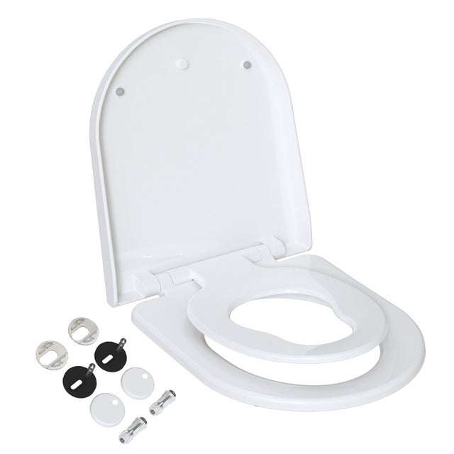 TODOT Abattant WC Familial Forme D avec Siège Enfant Magnétique Frein de Chute Charnière Réglable pour Adultes et Enfants