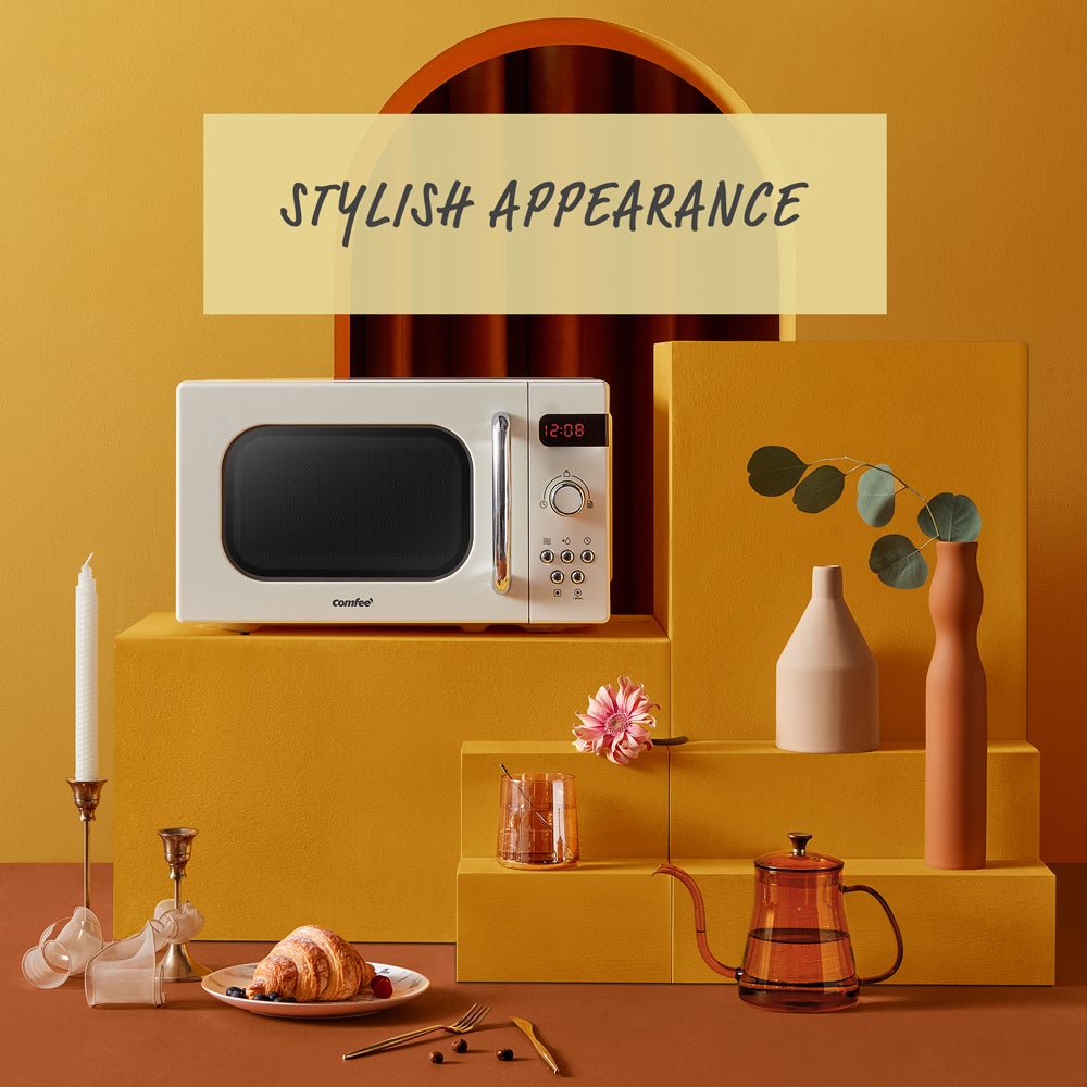 Micro-ondes rétro de 20L - COMFEE CMSRO 20 di cr - 800W - Beige - 9
