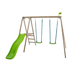 Station THYMÉLÉE 2 balançoires - toboggan - kit d'ancrage - bois FSC® h200 cm
