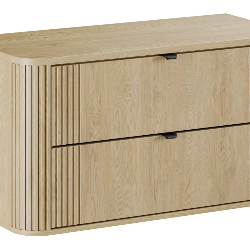 Szafka łazienkowa OVALIA 100 cm dąb Cremona ryflowane fronty blat MDF