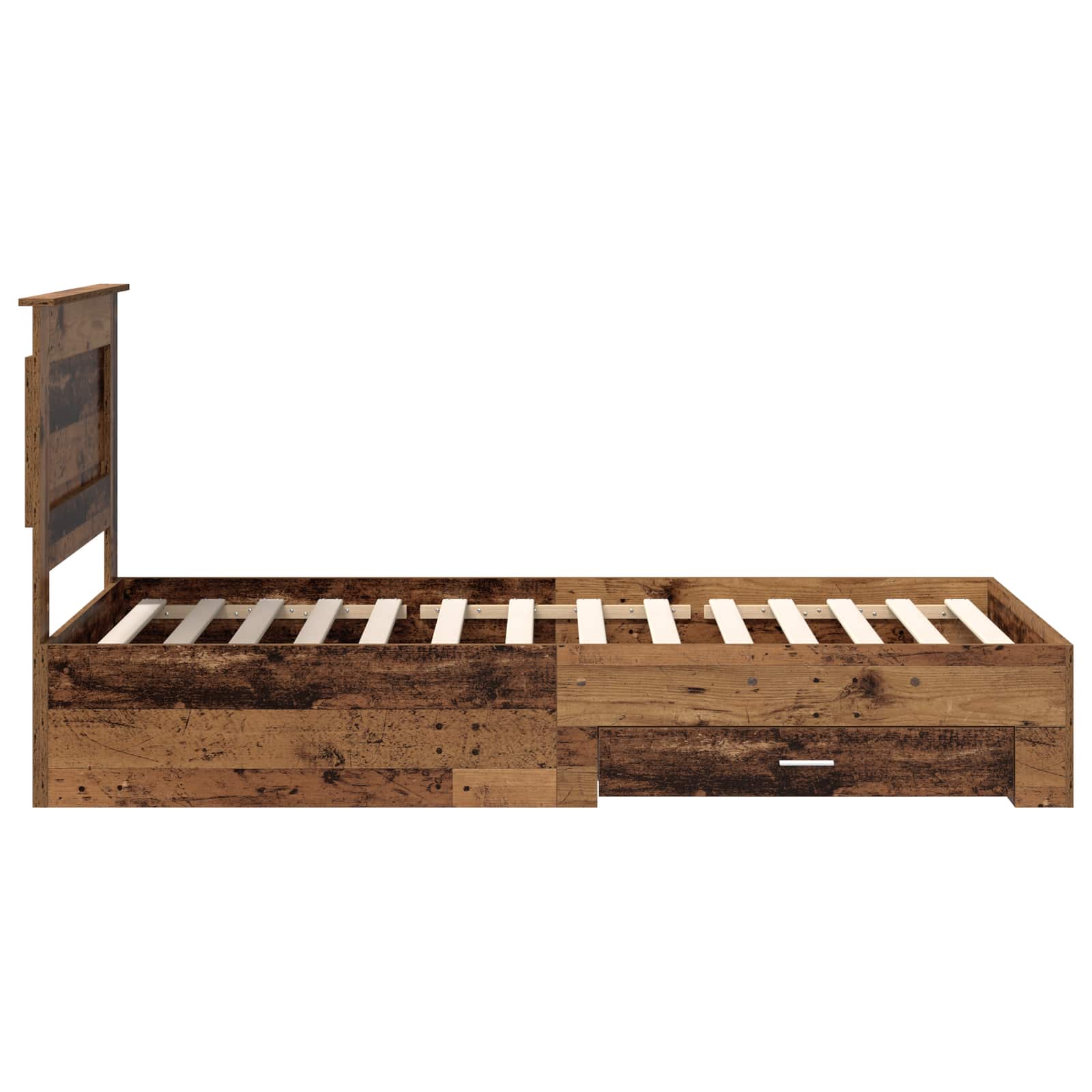 Cadre de lit chêne vieilli 90 x 200 cm en panneau de bois - 8