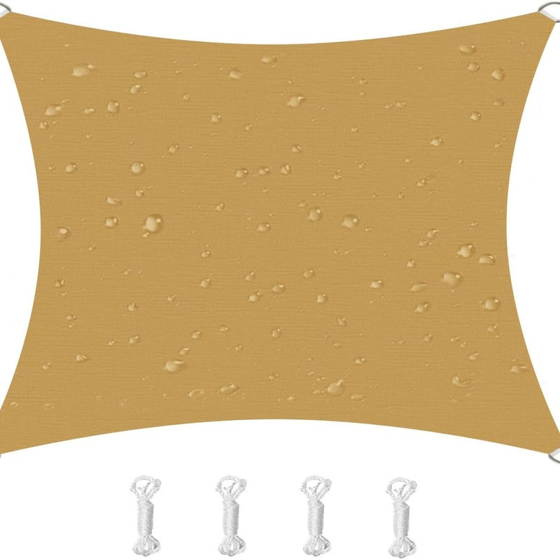 Żagiel przeciwsłoneczny kwadratowy, wodoodporny, wiatroszczelny, odporny na promieniowanie UV, odpowiedni na patio, do ogrodu, na taras, 3x3m, piasko