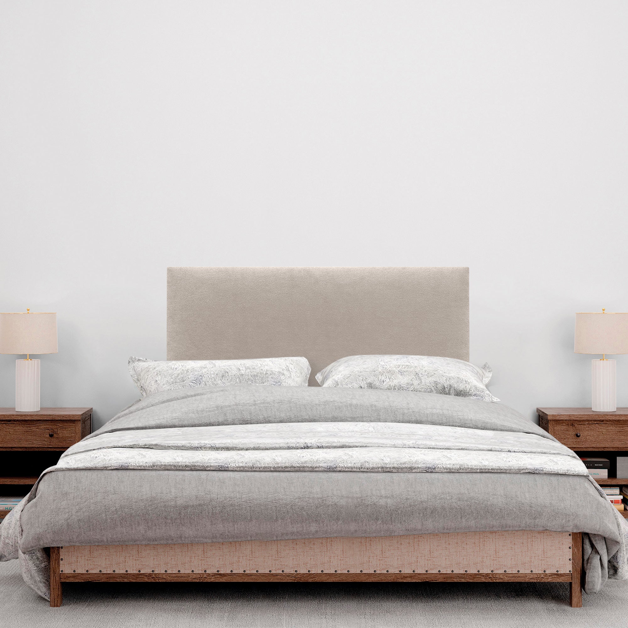 DHOME Cabecero de Tela AQUALINE Liso cabeceros Cabezal tapizado Cama Lujo (Tela Beige, 105cm (Camas 80/90/105)) - 4