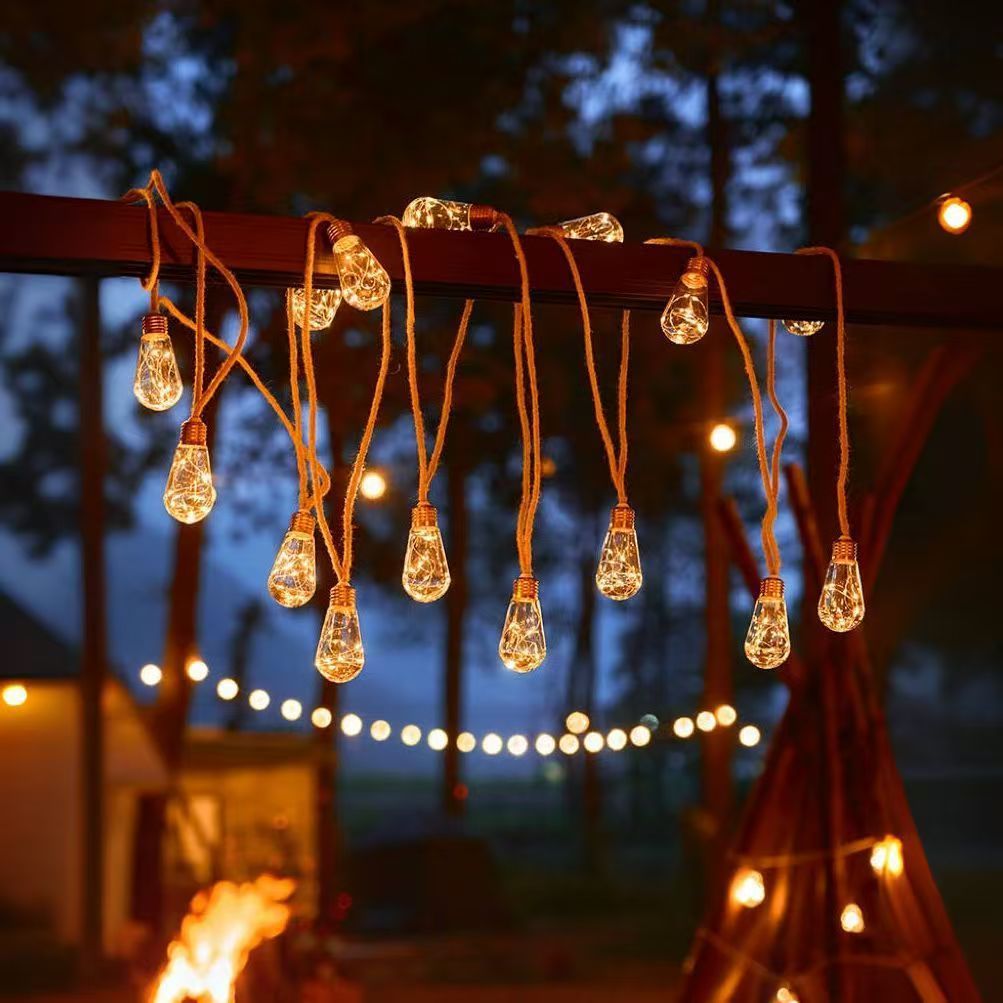 Cordão de luzes LED para exterior de 20 m com lâmpadas brancas quentes integradas, de encaixe, baixa tensão. - 6