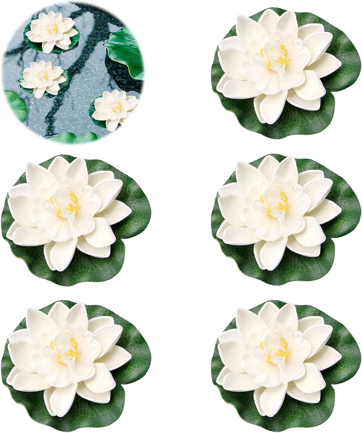 5 Fiori Di Loto Galleggianti Artificiali In Schiuma - Decorazione Per Laghetto, Piscina, Casa - Rosa, Rosso, Viola
