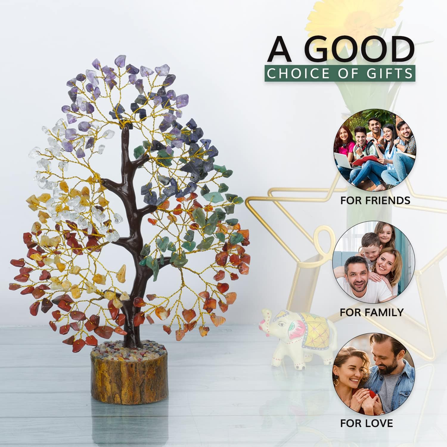 Albero della vita dei 7 chakra - Cristalli e pietre preziose - Decorazioni spirituali - Albero dei soldi - Regali portafortuna - Decorazioni per la ca - 5