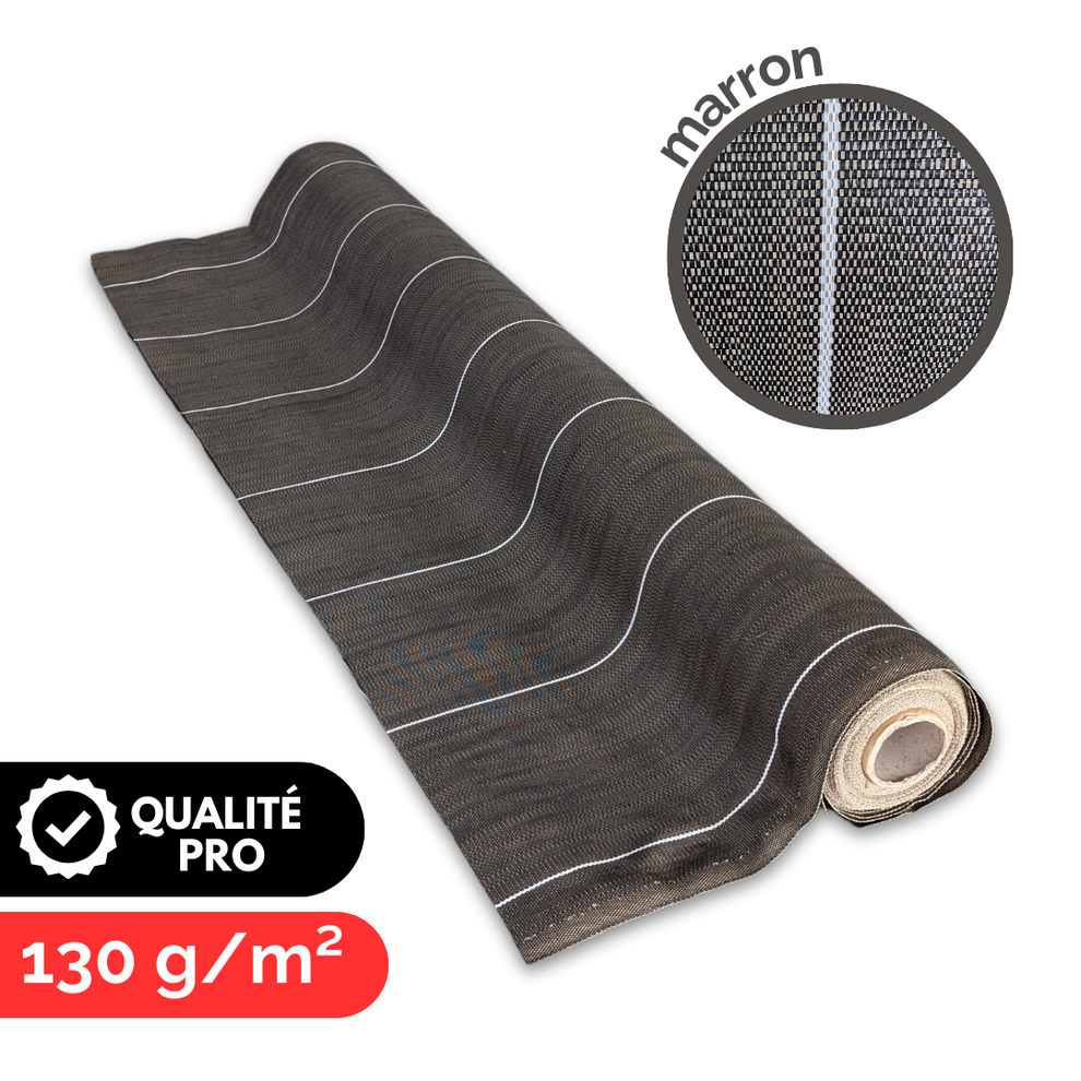 Toile de paillage 130g m2 Vente au mètre Largeur 3,30m Anti-Mauvaises Herbe Coloris Marron Bache Tissée - 5