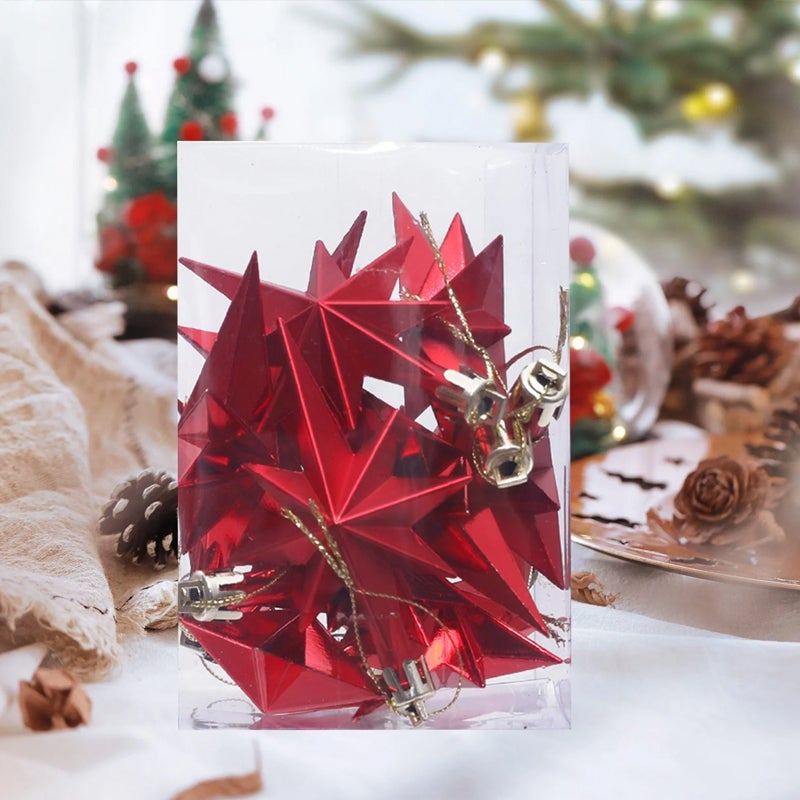 12 decorazioni natalizie galvanizzate da 8 cm - Stella a 8 punte per albero e location - 6