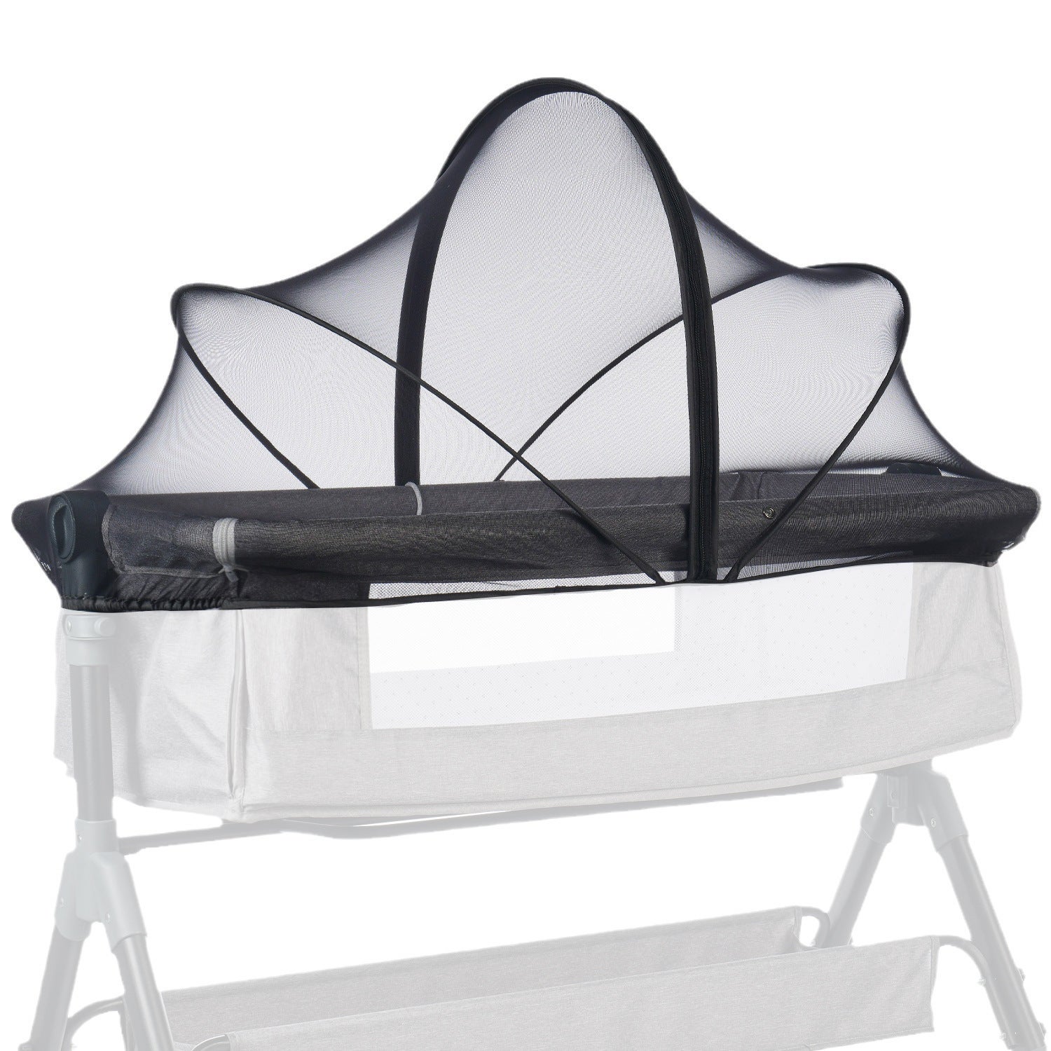 Moskitiera do łóżeczka dostawnego, do gondoli, łóżeczka dostawnego, łóżeczka nocnego, rozmiar łóżka: czarny, 60 cm x 105 cm (tylko moskitiery)