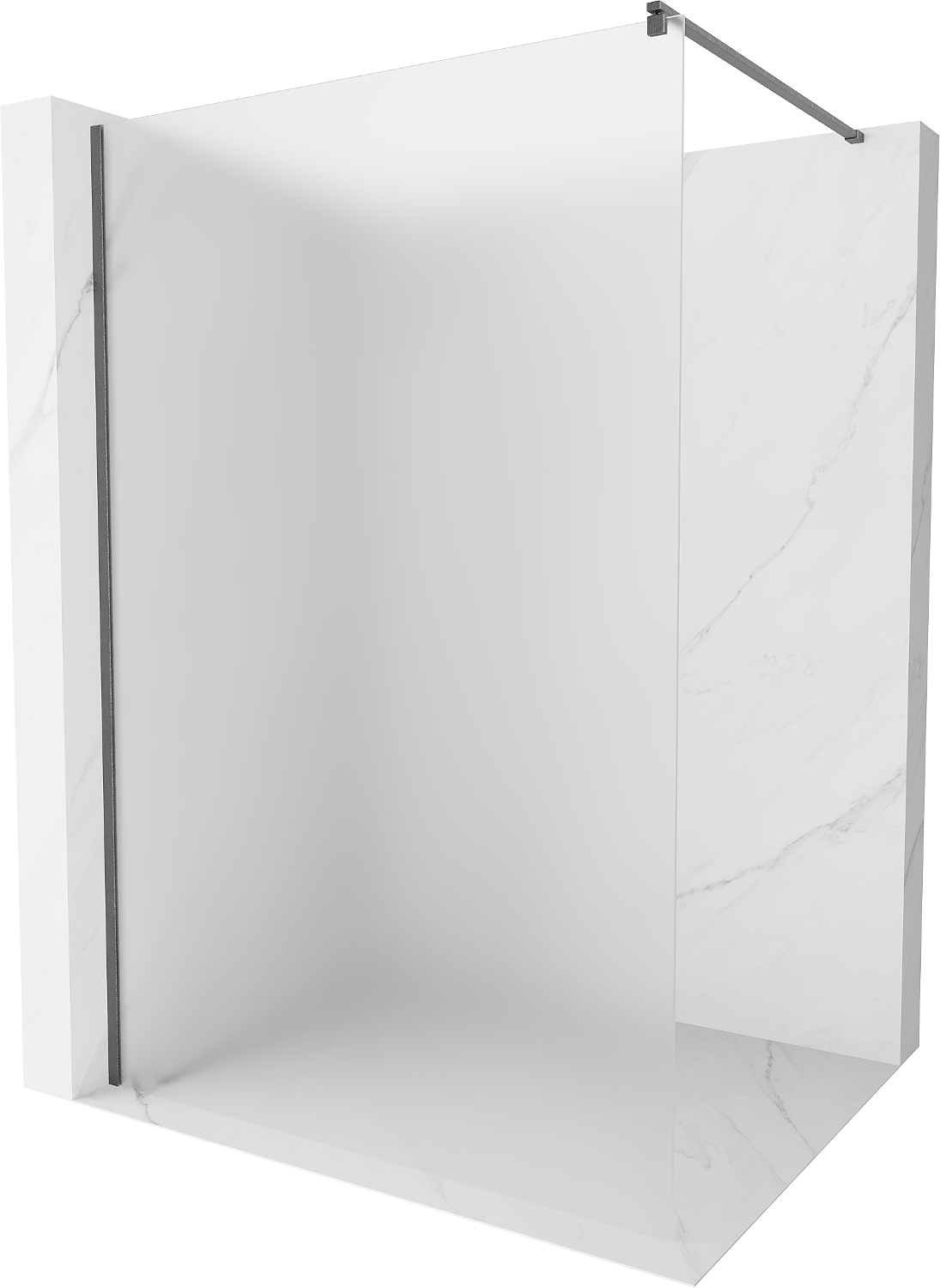 Mexen Kioto ścianka prysznicowa Walk-in 130 x 200 cm, szron 8 mm, gun gray szczotkowany - 800-130-101-66-30