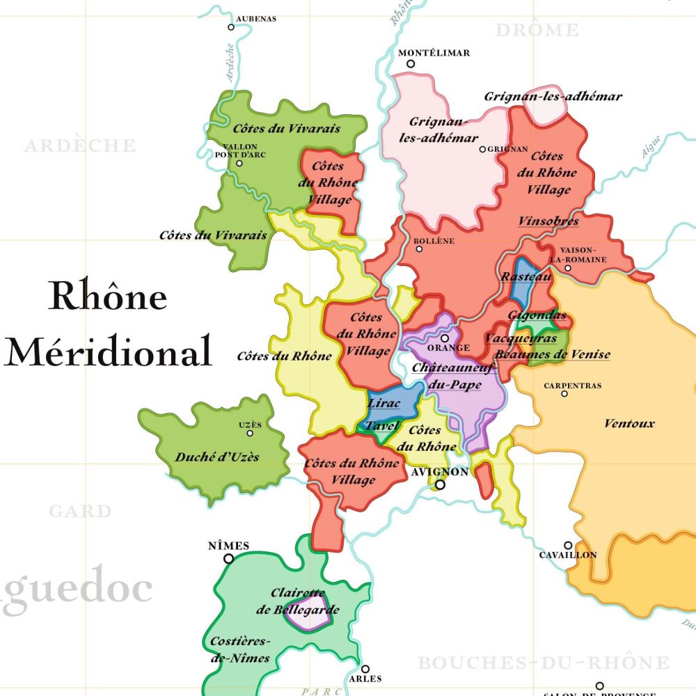 Affiche 50x70 cm - La Carte des Vins du Rhône - LA CARTE DES VINS SVP - 3