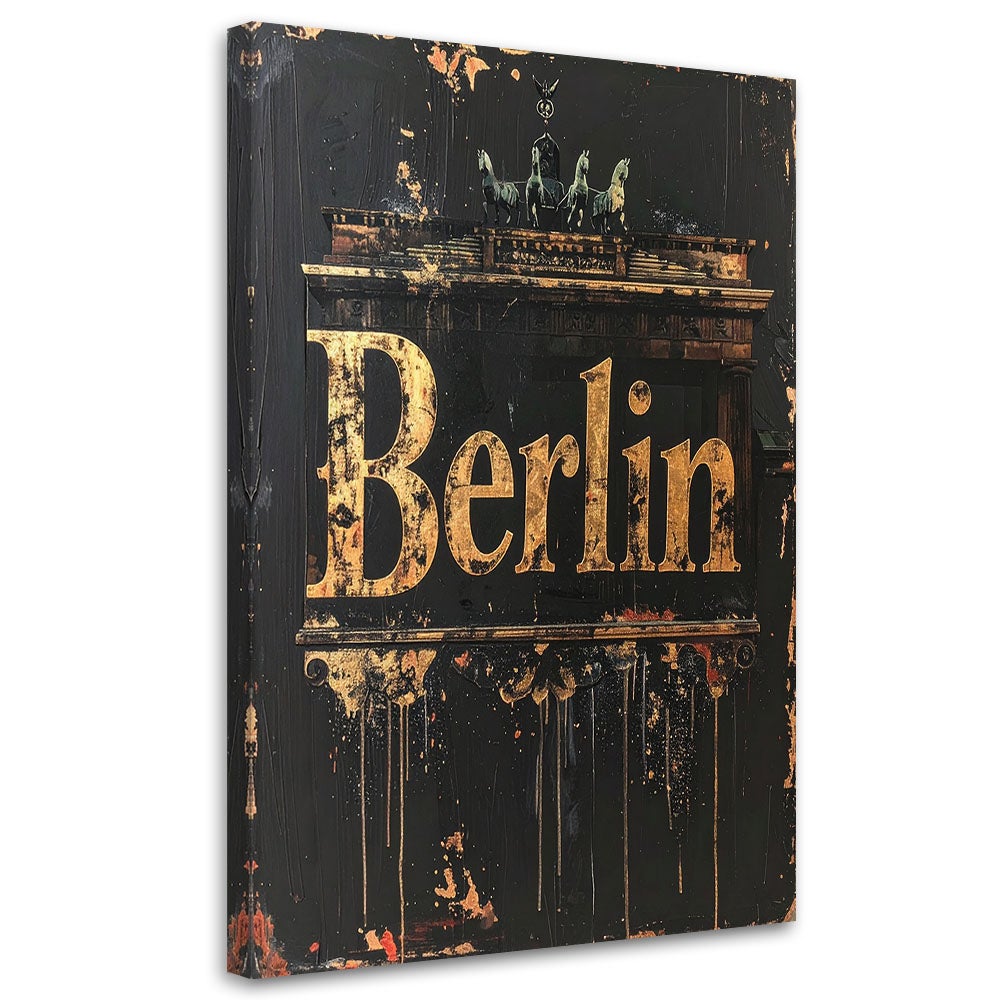 Obraz industrialny do salonu biura hotelu, Napis Berlin Typografia 40x60