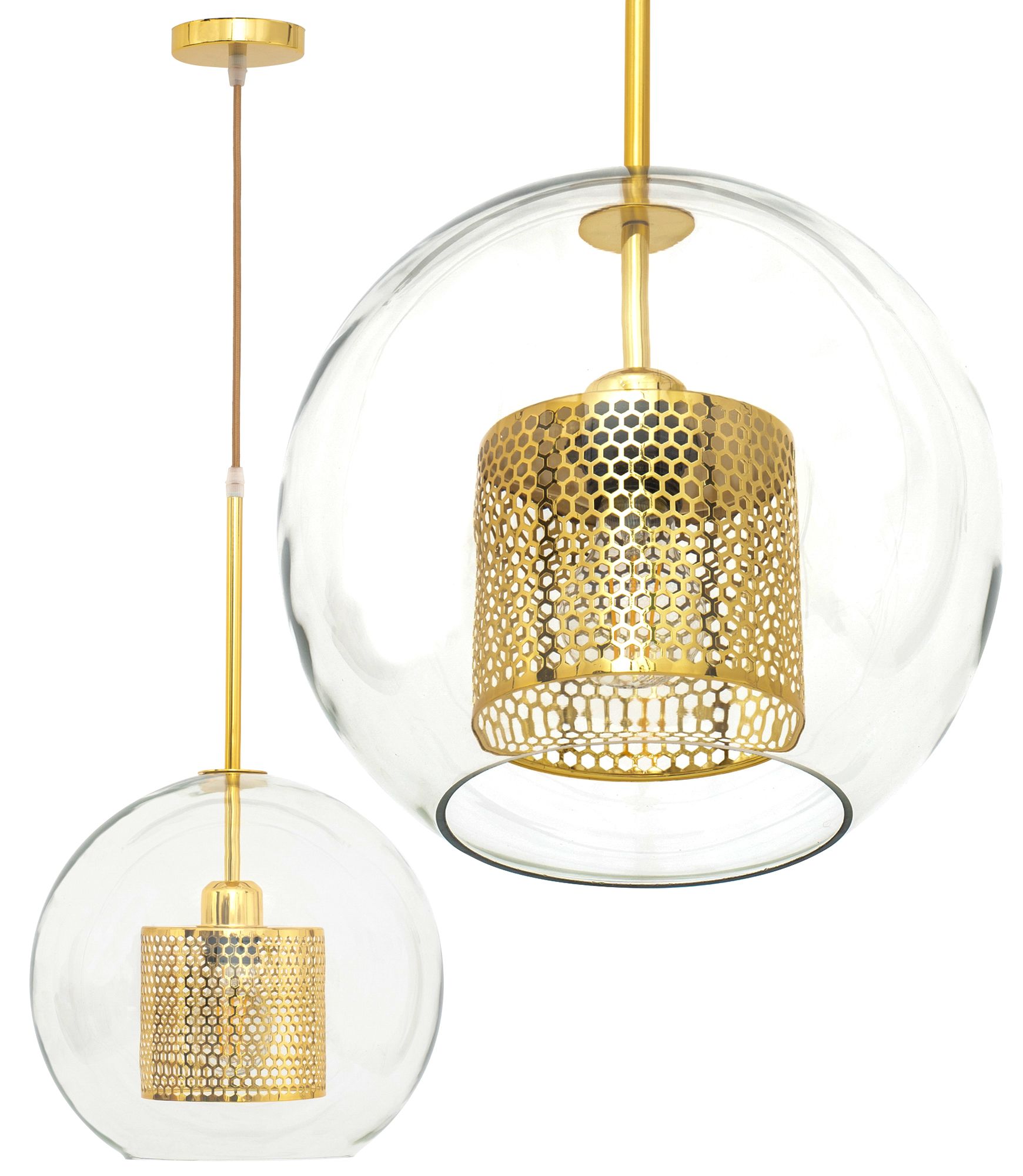 Lampa Sufitowa Wisząca Toolight App555-1Cp Złoty 25Cm