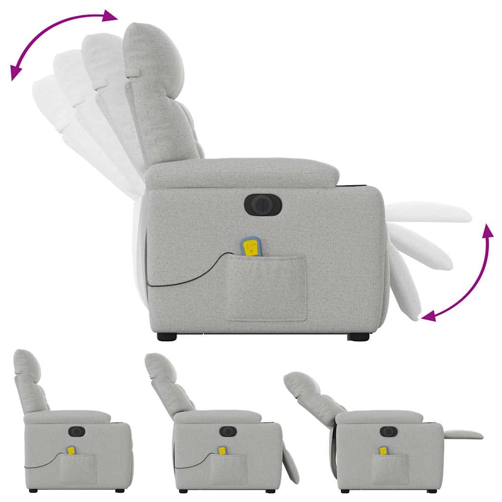Fauteuil inclinable de massage | Fauteuil de relaxation | Chaise de relaxation électrique gris nuage tissu CFW793213 - 8
