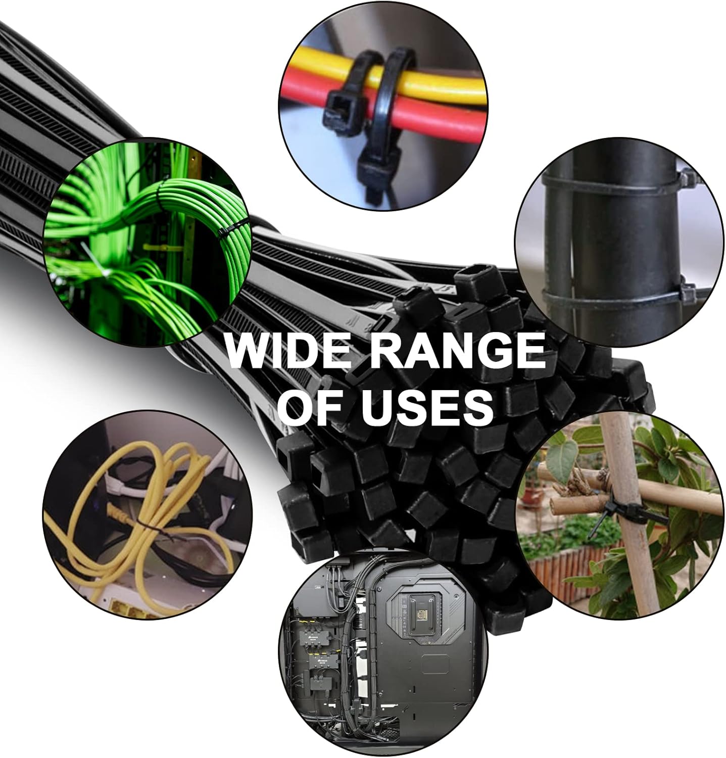 100 pièces Collier de Serrage 200 mm x 2,7 mm, Professionnelles Attache Câble, Serre Câbles Nylon, 200mm, Noir, Lot de 100 Pièces - 4