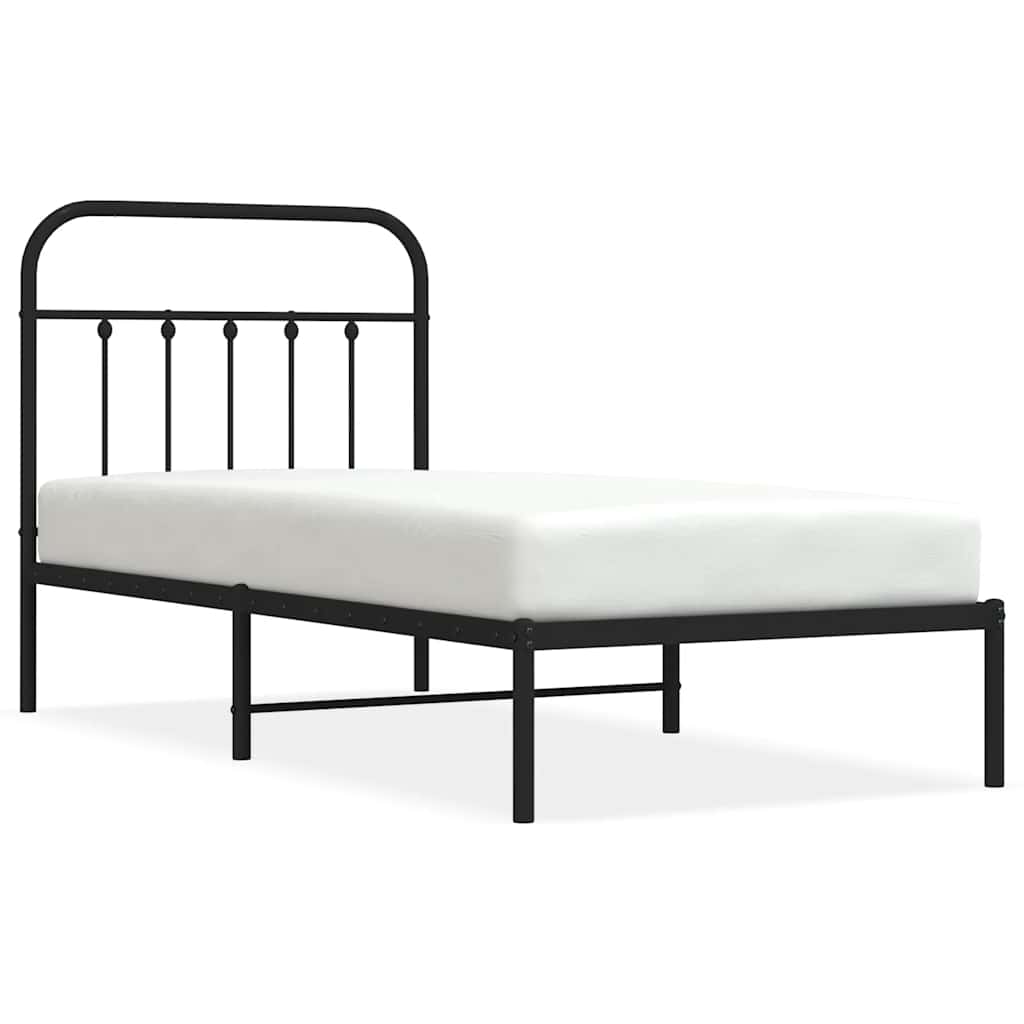 Łóżko Metalowe Czarne Rama Łóżka Ze Stelażem Do Sypialni Pokoju 90x190 cm