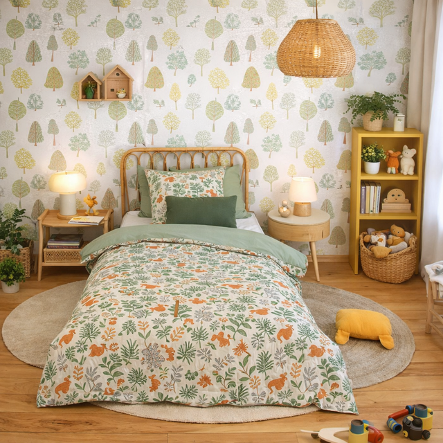 Parure de lit Enfant imprimé - 140x200 / Vert