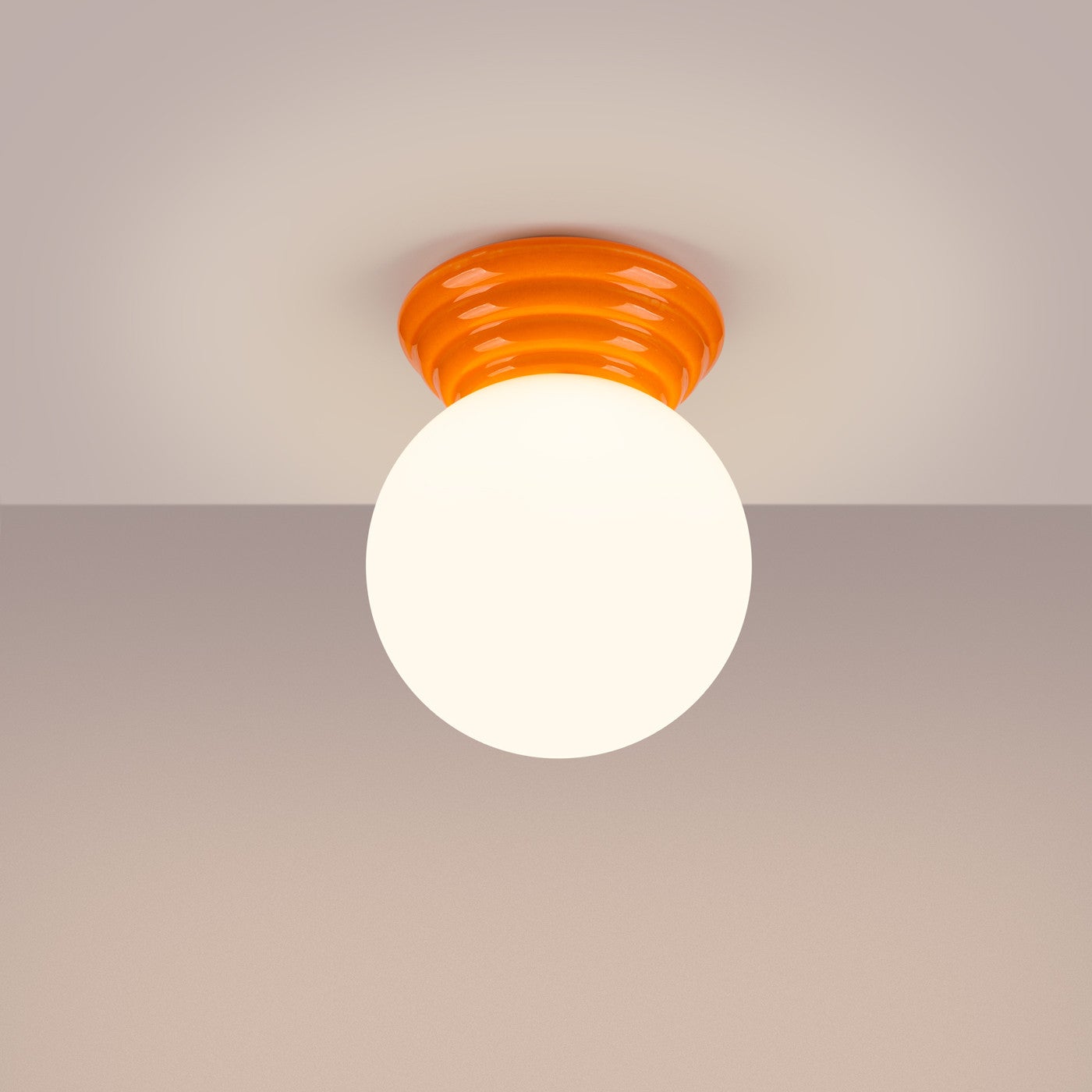 Lampa sufitowa ceramiczna szkliwiona ZORI pomarańczowo-biała 1xG9x8W ceramika / gips wym:12x12x16cm IP44 Sollux Lighting - 4