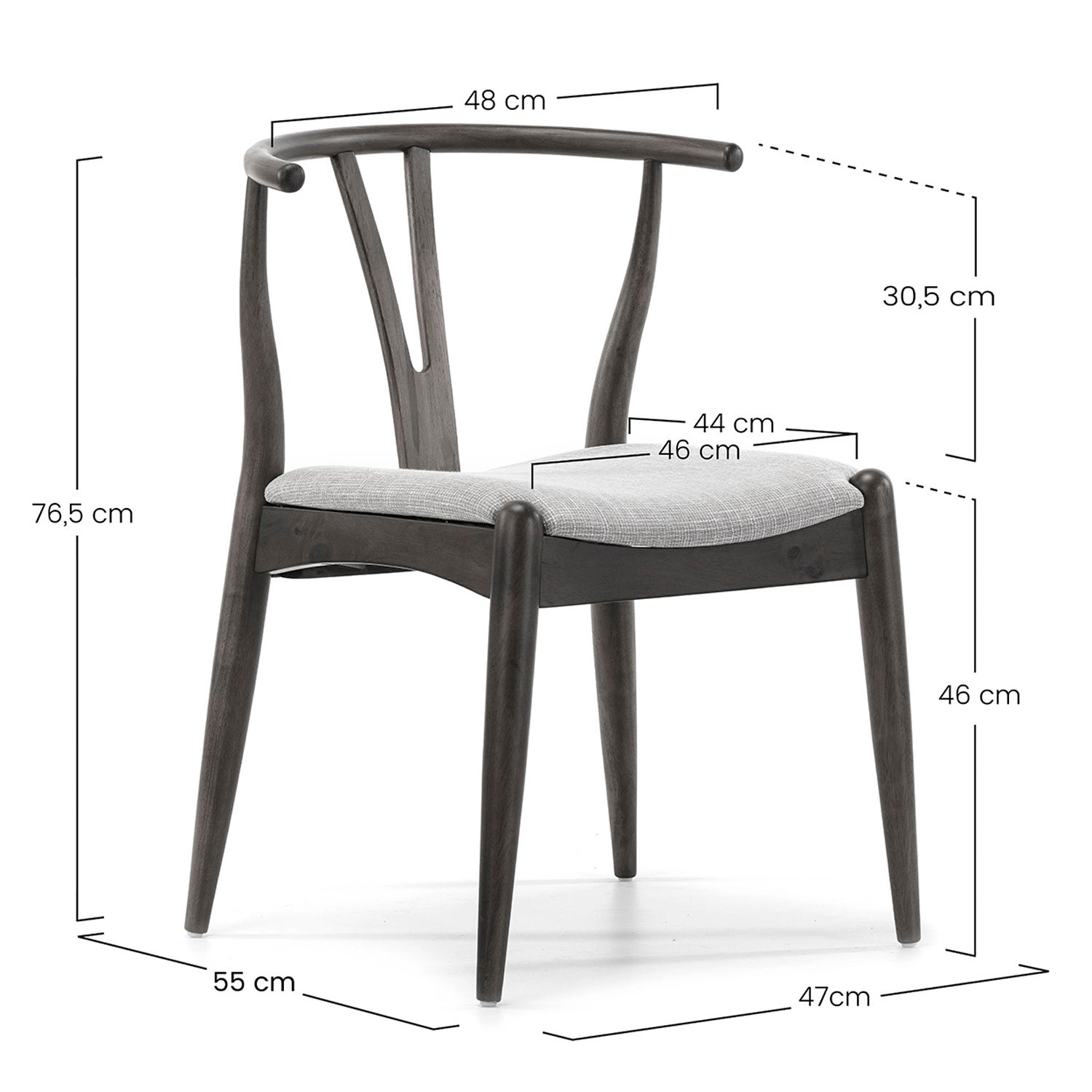 Pack 2 chaises Rustic, Couleur Noyer, Bois Massif, 55 cm x 54,5 cm x 76 cm - 5