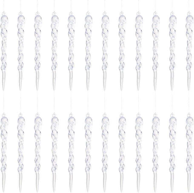 Ghiacciolo di Natale, 24 pendenti e plettri di Natale, decorazione per l'albero di Natale, oggetto da appendere in ghiaccio acrilico