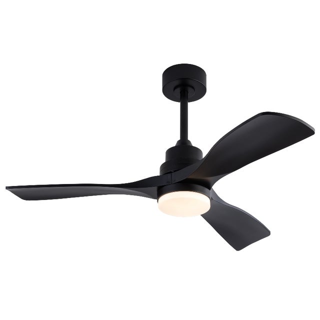 Ventilador de teto com luz, pás ABS, LED, com controlo remoto, 6 velocidades, reversível, motor DC, 106,7 cm, preto