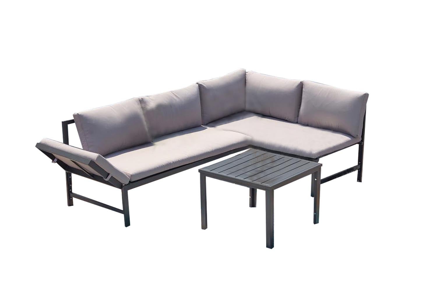 Salon de jardin en Aluminium Gris 4 personnes - 2