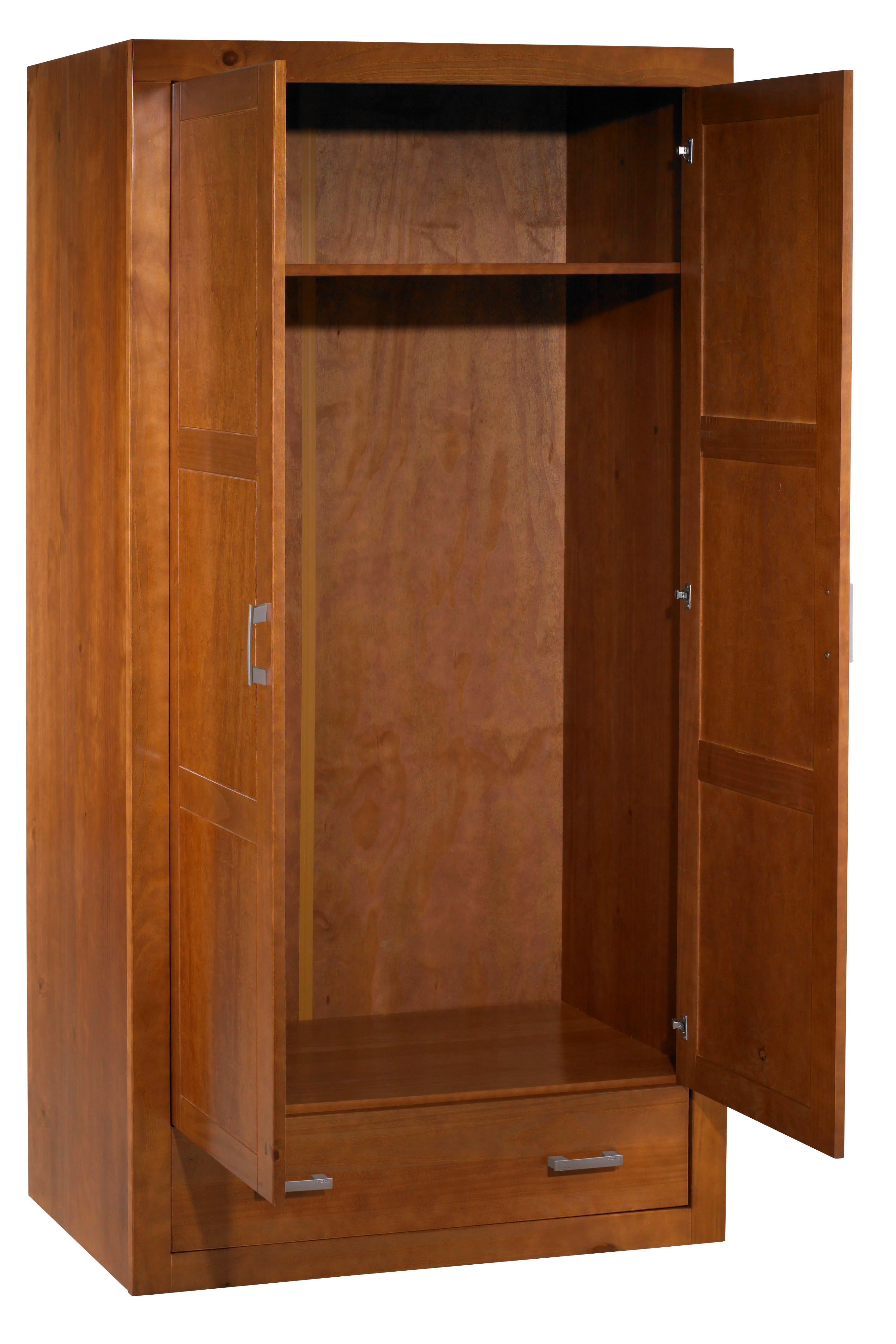 Armário com 2 portas e 1 gaveta, pinho maciço, Moblit, série Kalpe, medidas: (200x105x55) cm (alturaxlarguraxprofundidade), cor cereja - 2