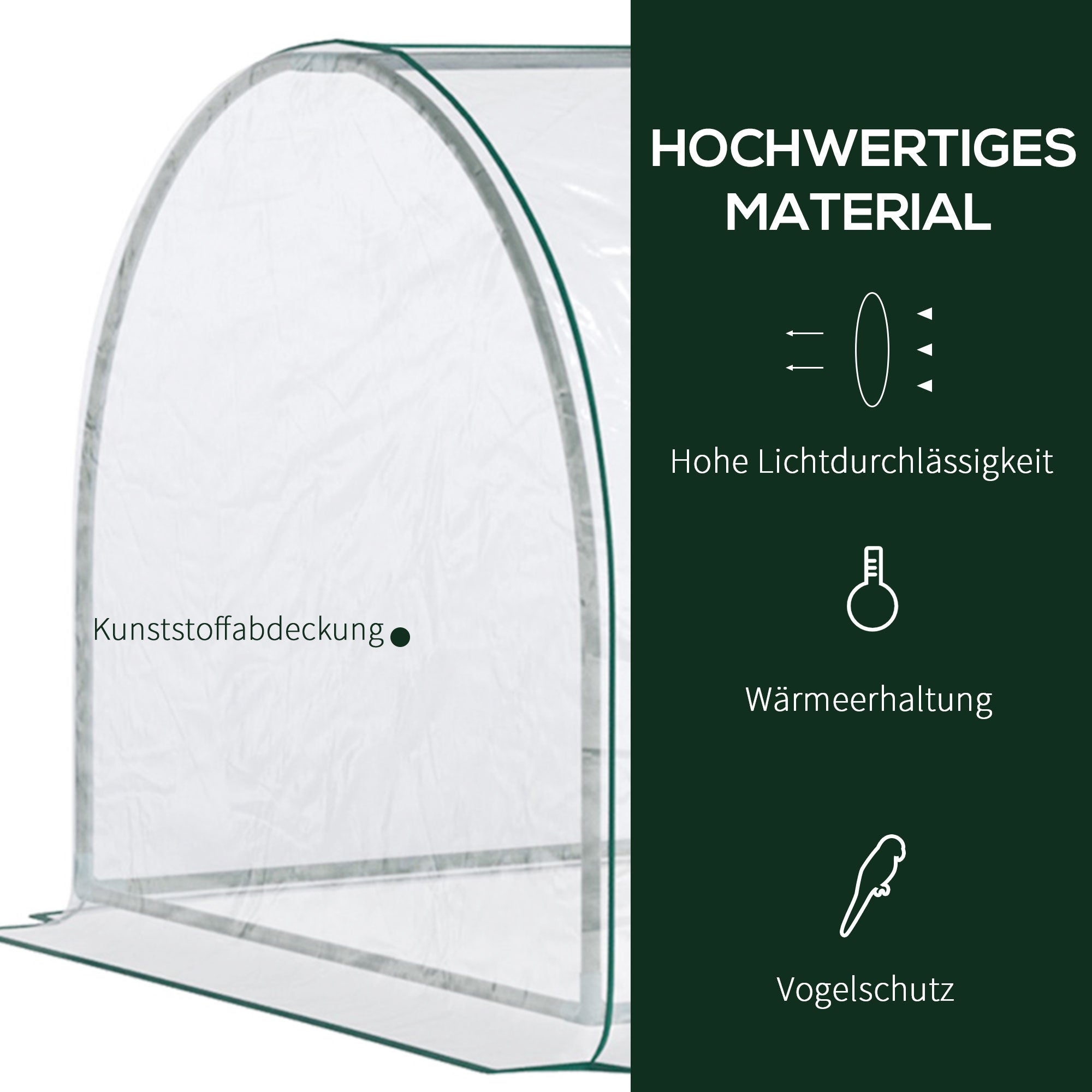 Serra, serra riscaldata con porta, cassone freddo, serra per piante, coltivazione di piante, acciaio, plastica, 250 x 100 x 80 cm, verde - 5