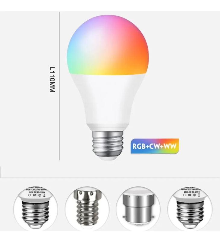 Ampoule LED intelligente E27 multicolore 2500 K-6500 K, intensité variable 9 W, compatible avec Alexa et Google, commande vocale (lot de 1) - 2