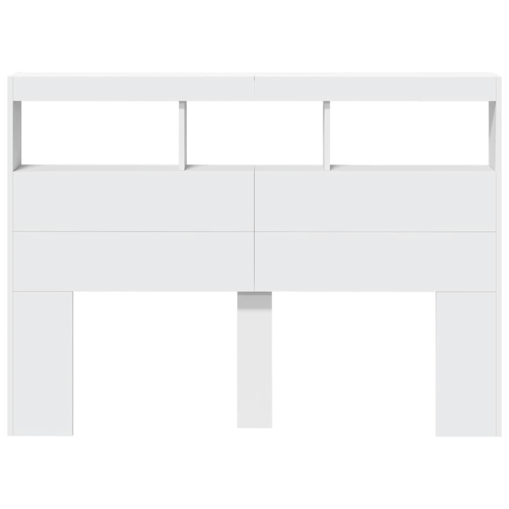vidaXL Armoire tête de lit avec LED blanc 140x17x102 cm - 6