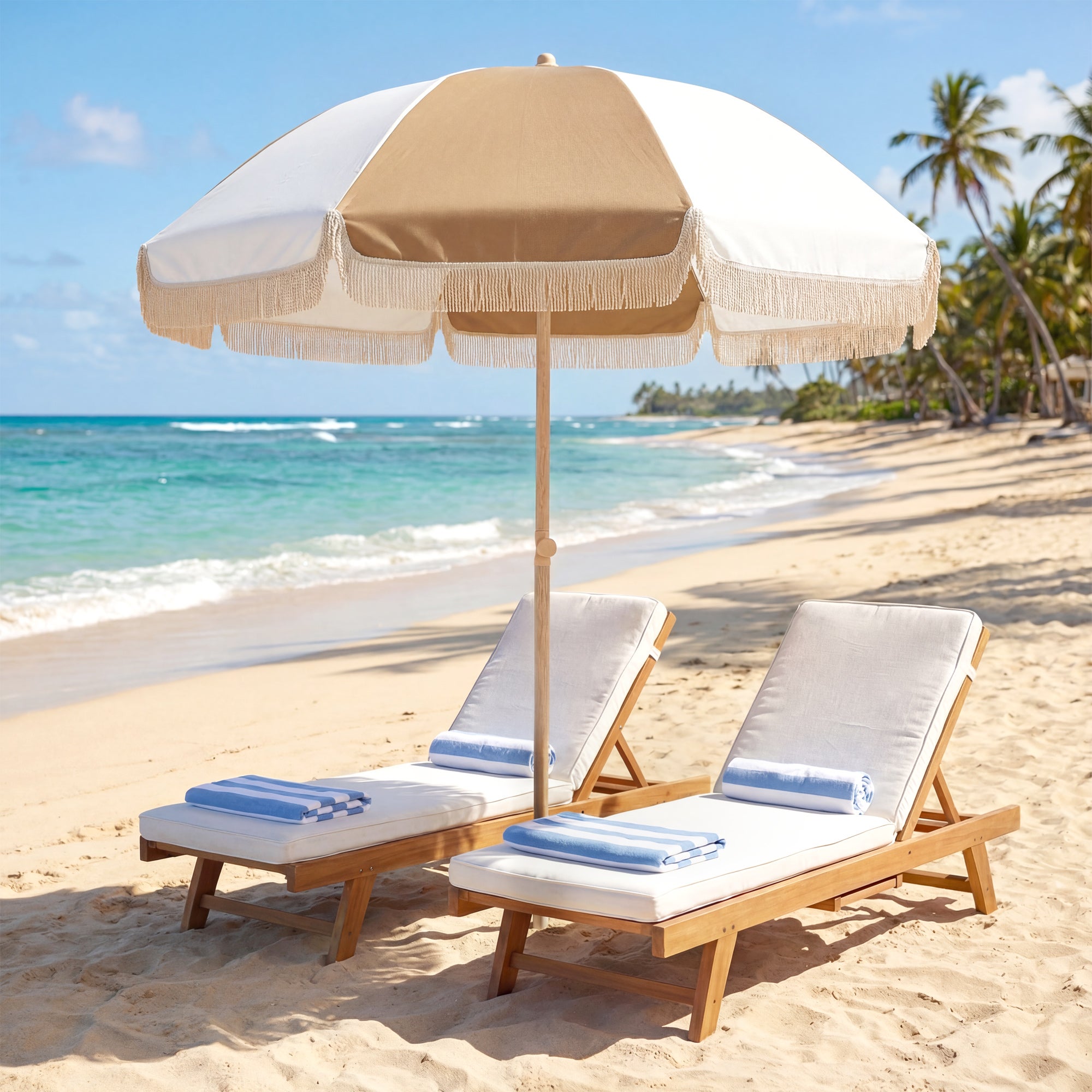Parasol de plage 1,7 m, parasol de jardin inclinable avec ancrage au ...