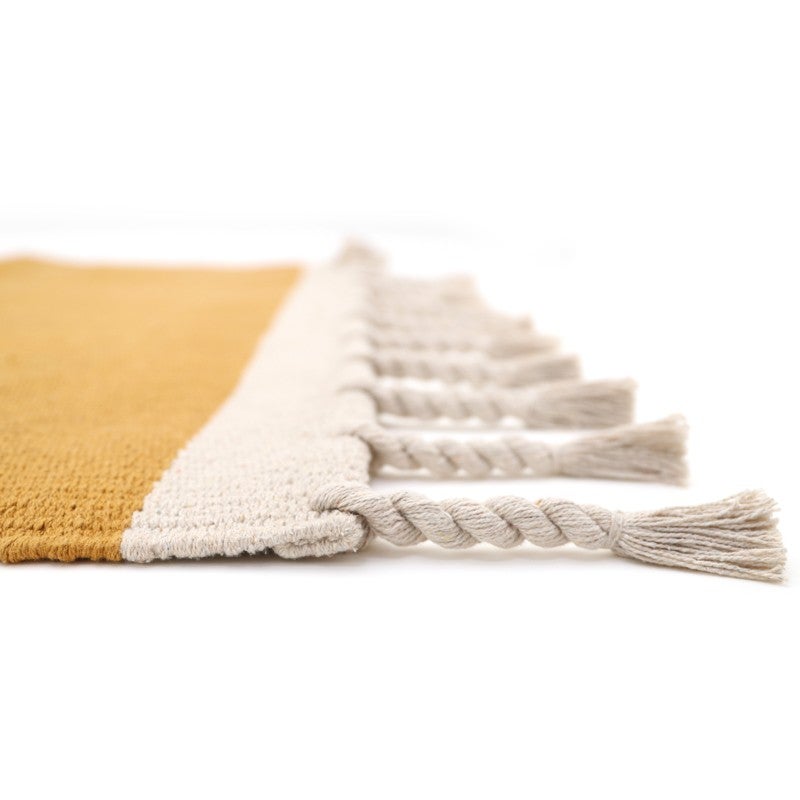 Tapis Contemporain Rectangle Coton recyclé 100x150cm Lisboa moutarde - 3