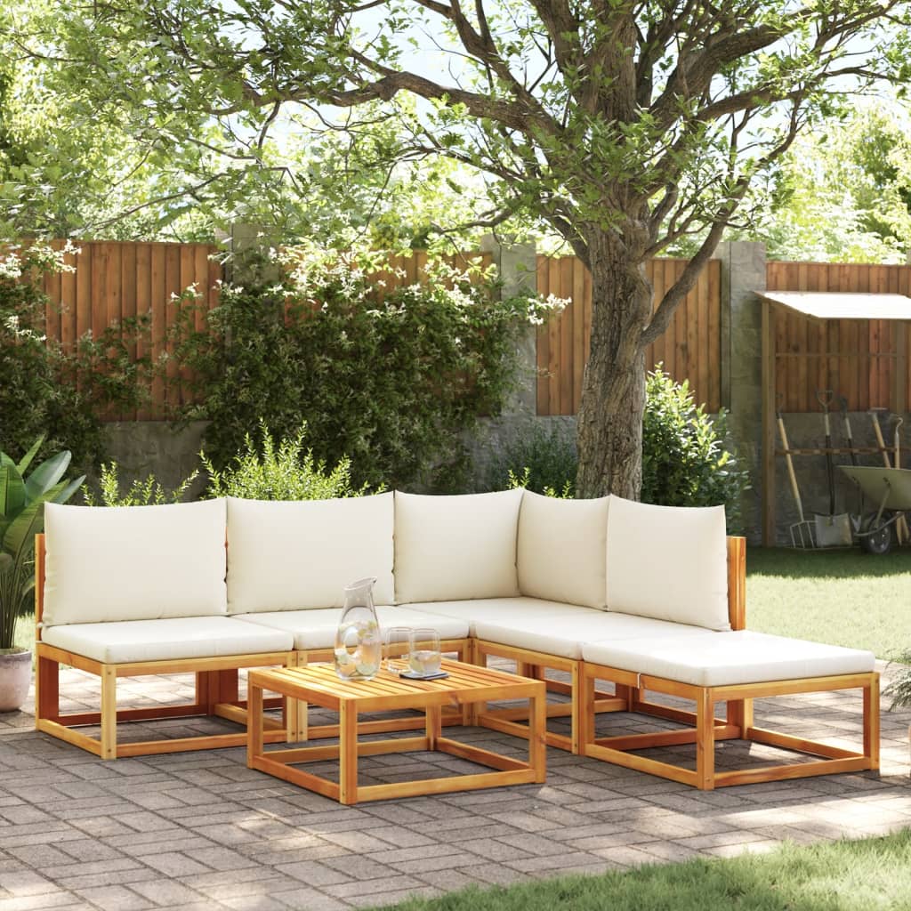 Ensemble Jardin 5 Pièces Bois D'Acacia - Table + 4 Chaises, Meuble Extérieur Solide