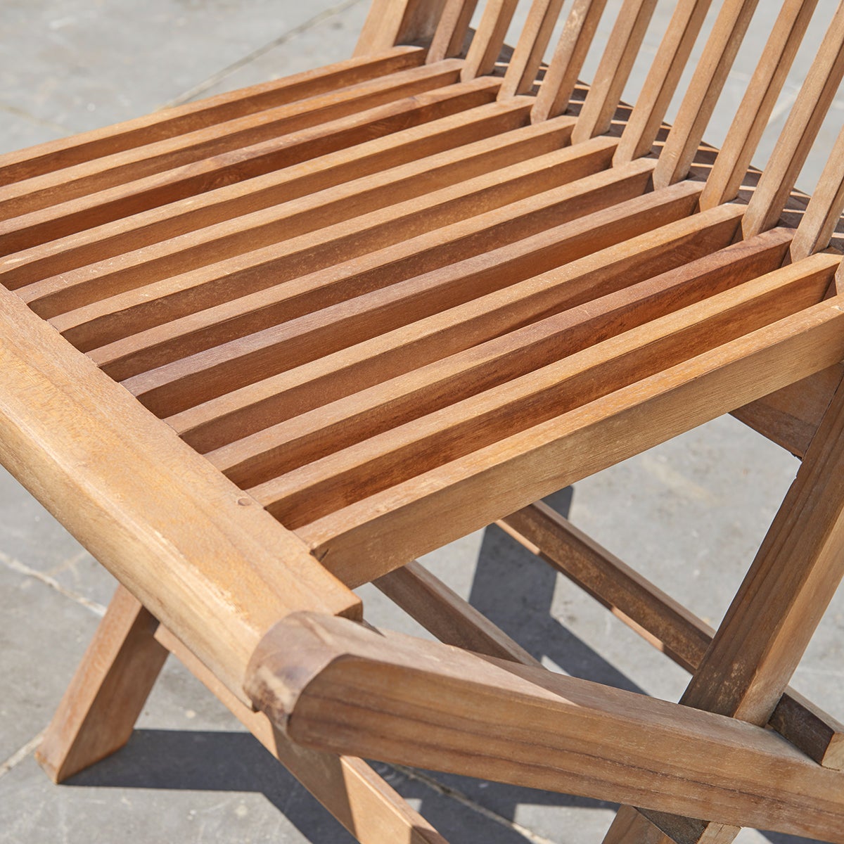 Lot de 4 Chaise de jardin pliable sans coussin en Teck Marron - 5