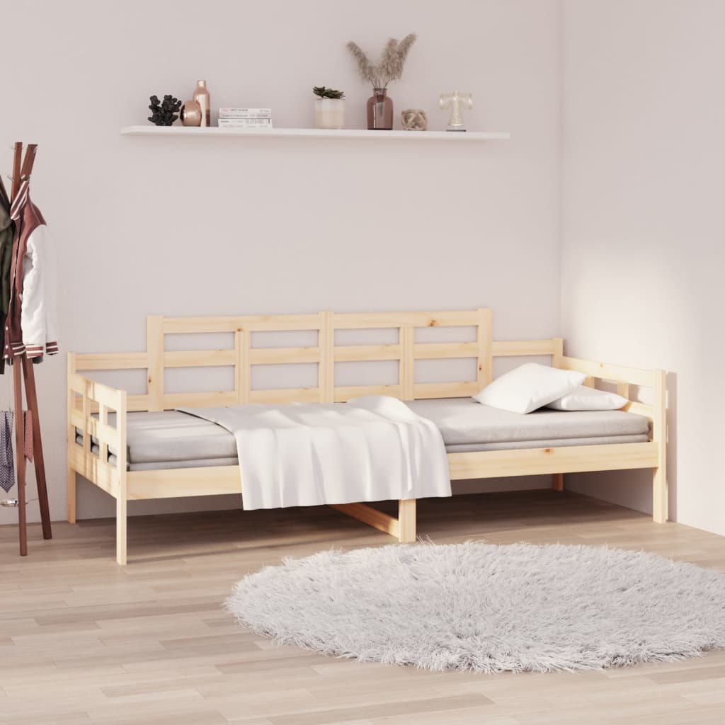 Łóżko Dzienne Drewniane Brązowe Rama Łóżka Ze Stelażem Sofa 90x200 cm