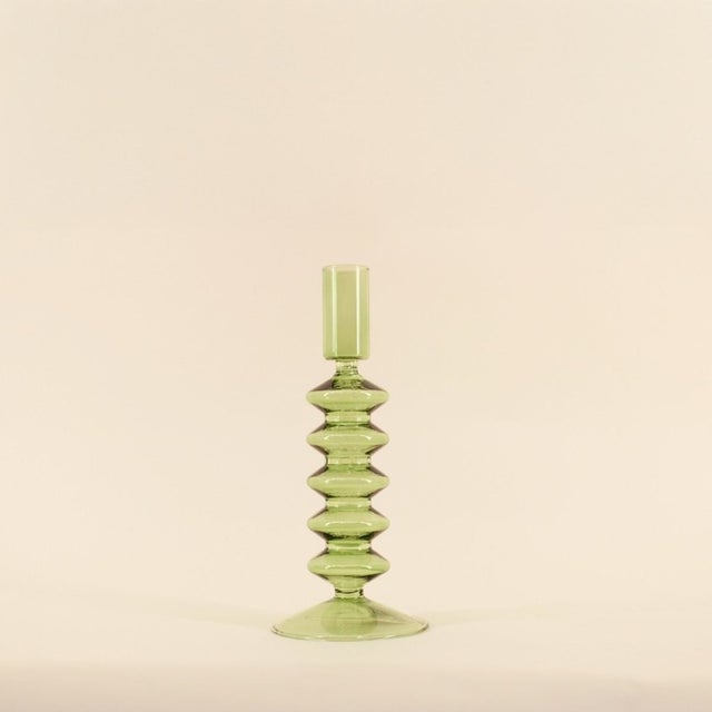 Candelabro perlas de vidrio verde 19cm