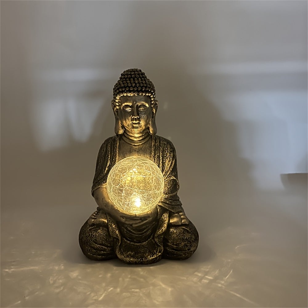 Statue de Bouddha à lumière LED solaire, adaptée à la décoration de la maison, du jardin, de la terrasse, de la pelouse et du salon - 4