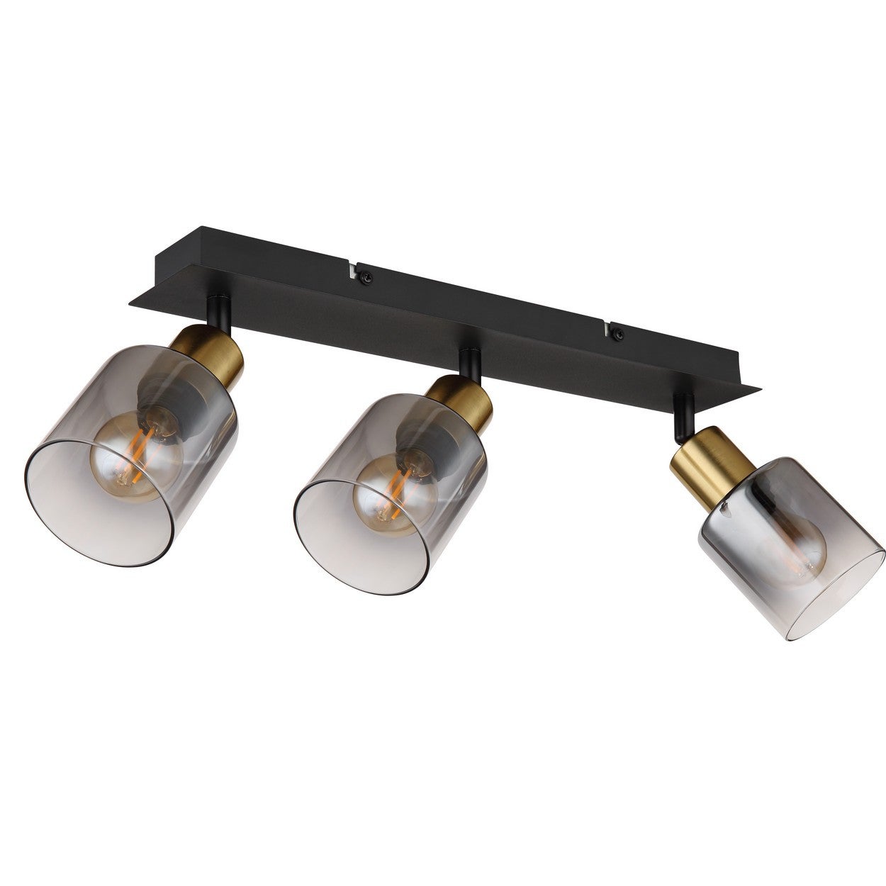 Faretto da soffitto con paralume in vetro fumé nero opaco, 3x E14 - 2