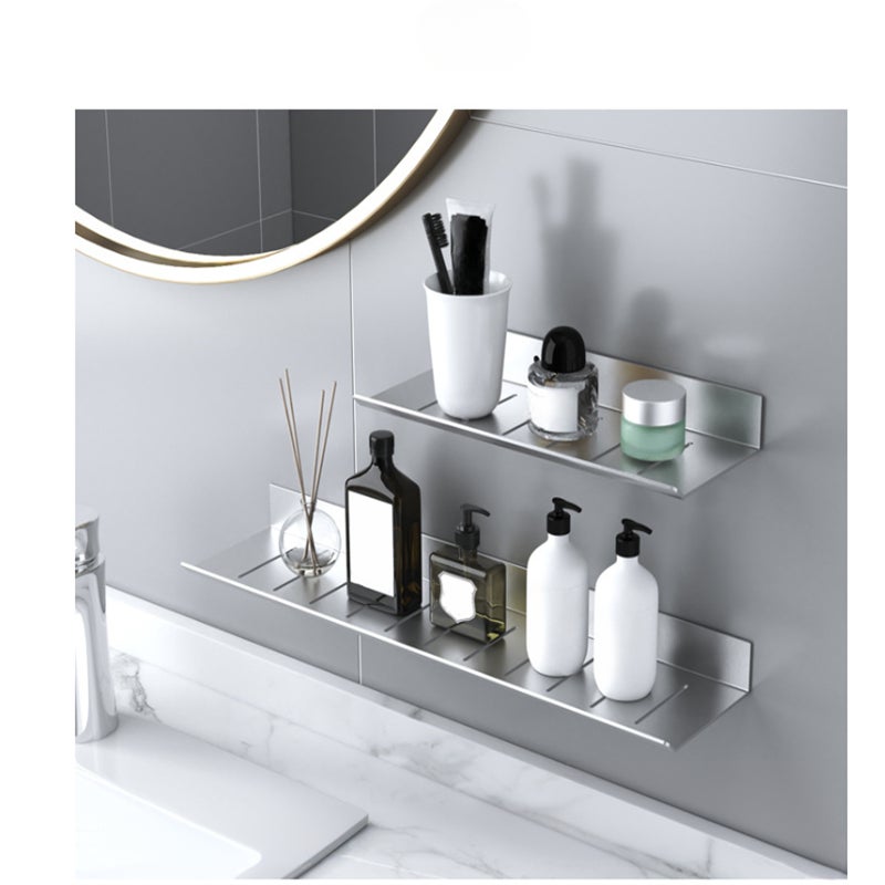 Étagère de salle de bain, 30cm Organisateur salle de bain, Rangement mural pour toilettes, Sans perçage, blanche, 30*11*4.8cm - 2