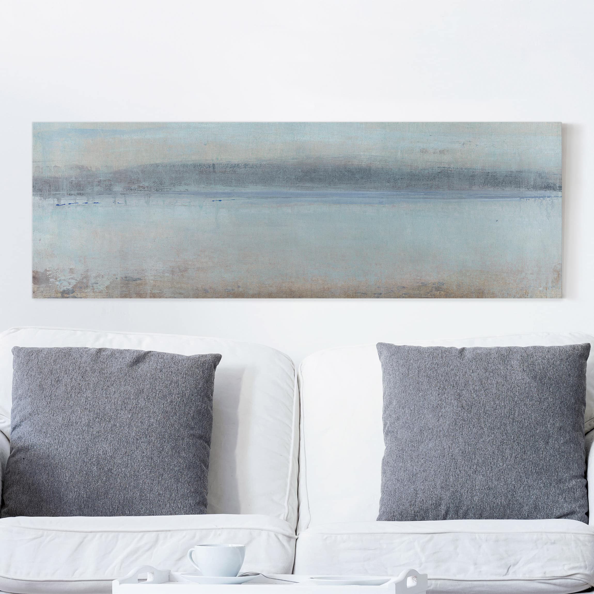 Lienzo cuadro en lienzo bastidor impresion en lienzo azul abstracto pintura 304 cuarto de baño cocina dormitorio salón pasillo 120 x 40 cm